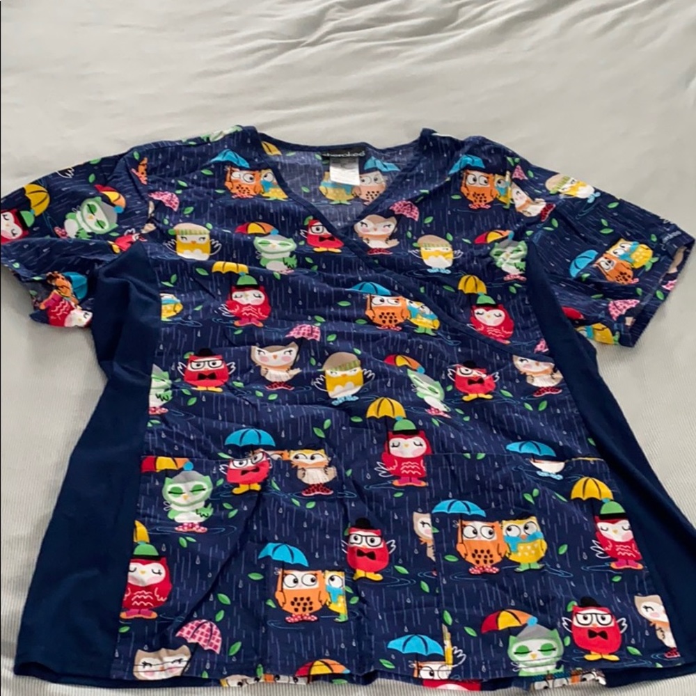 Rainy Day Owls Scrub Top